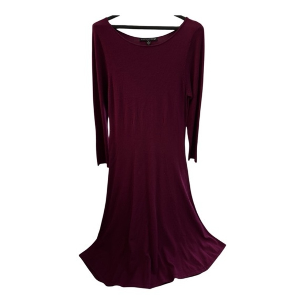 Madison Leigh Plum Knit Midi Dress PL Minimalist Elegant Stretch